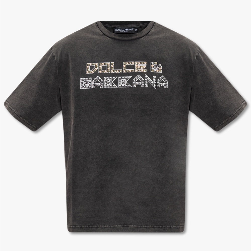 Dolce & Gabbana stud-embellished washed cotton T-shirt - NEW WITH TAGS